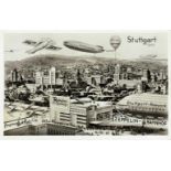 Stuttgart 1940. Fotomontage (Vintage, Silbergelatine, rückseitig mit Postkartenaufdruck). 1930. 9,