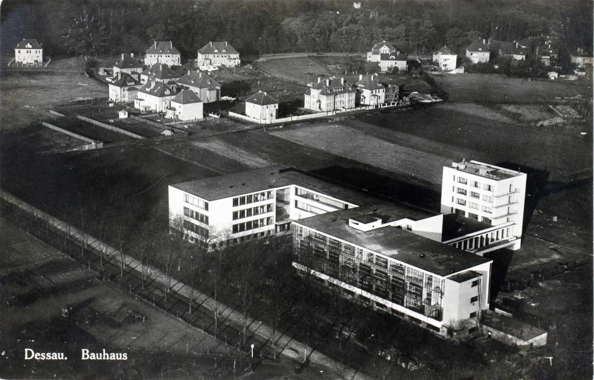 Lucia Moholy. Bauhausneubau, Dessau. Werkstättenbau (1925/26). Fotografie (Vintage, - Bild 2 aus 2
