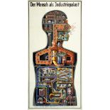 Fritz Kahn. Der Mensch als Industriepalast. Farblithographie. 1926. 94,0 : 46,3 (95,8 : 48,0 cm).