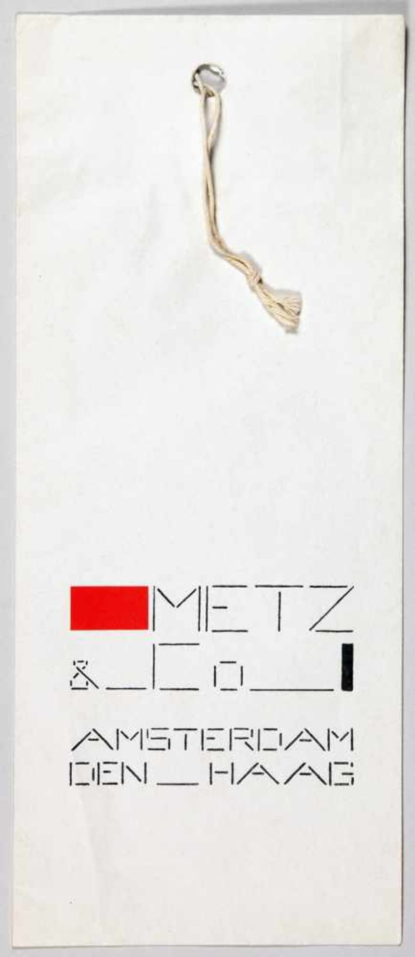 Bart van der Leck. Metz & Co. Amsterdam - Den Haag. Papiertasche mit Buchdruck in Rot und Schwarz.
