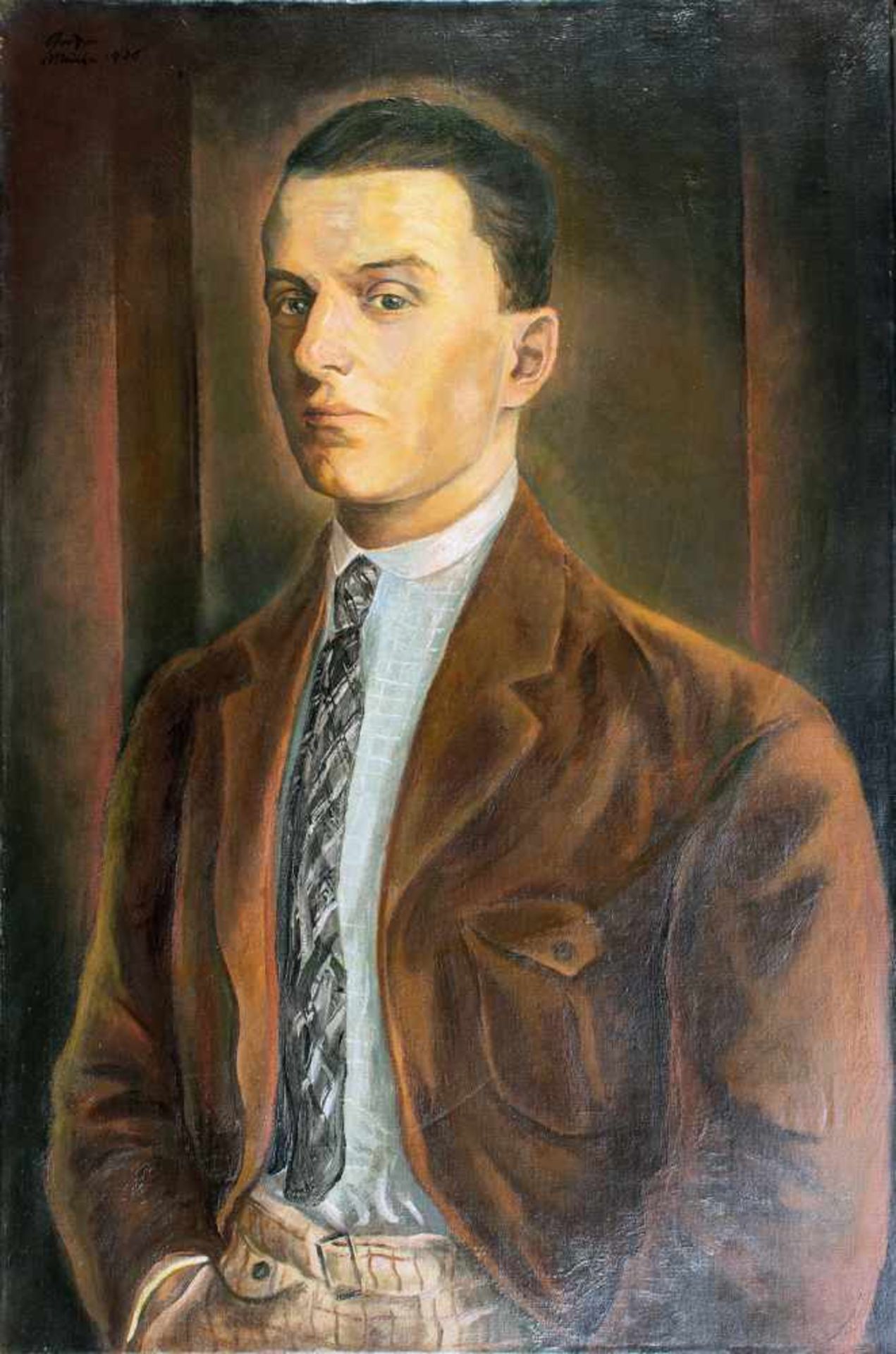 Willi Geiger. Porträt eines jungen Mannes. Öl auf Leinwand. 1926. 90 : 60 cm. Signiert und