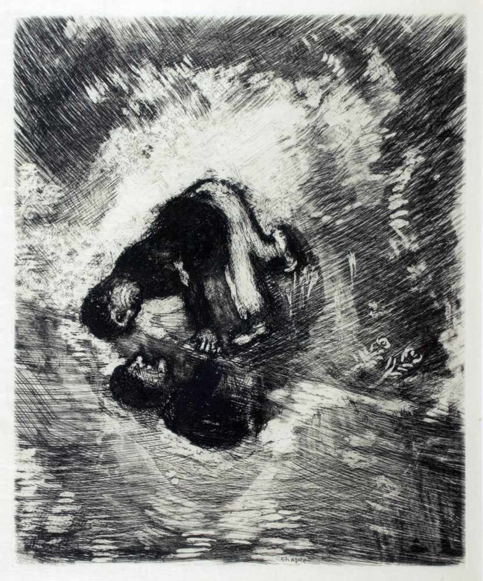 Marc Chagall. Vier Radierungen aus »La Fontaine Fables«. 1952. Ca. 29 : 24 cm (39 : 30 cm). In den