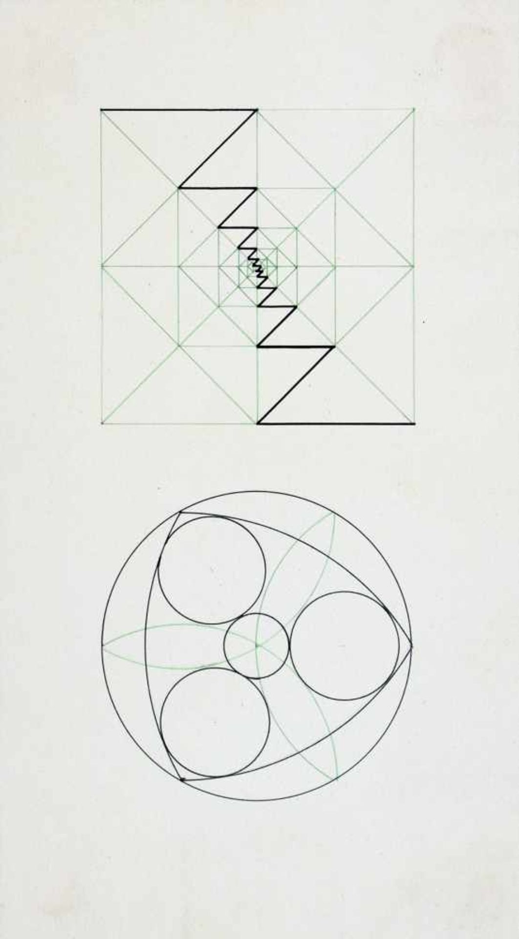 Bauhaus - Walter Köppe. Geometrische Kompositionen. Zehn teils mehrfarbige Tuschfederzeichnungen auf - Bild 2 aus 4