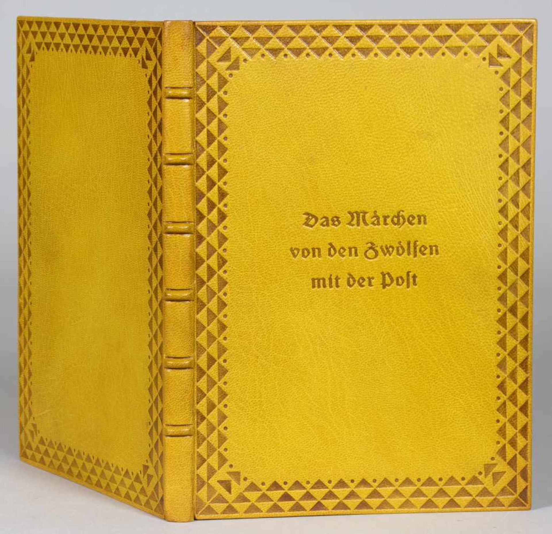Einbände - Senffarbener geglätteter Maroquinband von Otto Dorfner, Weimar, (signiert) mit