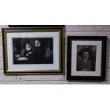 PAIR OF BLACK + WHITE PRINTS + GENT IN FRAME