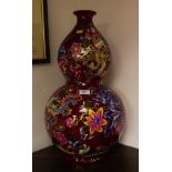 CHINESE CRIMSON GROUND DOUBLE GOURD VASE WITH PHOENIX,