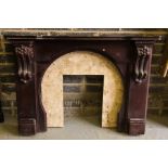 CARVED FIRE SURROUND WITH MARBLE INSERT