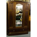 INLAID MAHOGANY MIRROR DOOR WARDROBE