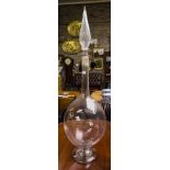 LARGE ANTIQUE PHARMACY BOTTLE WITH CUT GLASS STOPPER 120CM HIGH