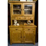 SOLID TIMBER DRESSER WITH 2 GLASS DOORS