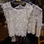 2 VINTAGE IRISH CROCHET LADIES TOPS + 1 GOLD TOP