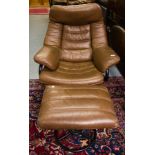 ITALIAN LEATHER RECLINER WITH STOOL