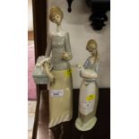 LLADRO LADY WITH BOX + GIRL WITH LAMB