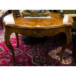 VICTORIAN SERPENTINE SHAPED OVAL WALNUT CENTRE TABLE