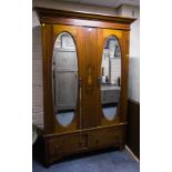 INLAID MAHOGANY DOUBLE MIRROR DOOR WARDROBE AF