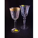 4 OLD WATERFORD WINE GLASSES + 2 GOLD PLATED