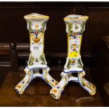 PAIR OF FRENCH PORCELAIN CANDLESTICKS