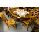 CHERRYWOOD DINING TABLE WITH LEAF + 6 CHAIRS