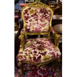 PAIR OF ORNATE GILT ELBOW CHAIRS