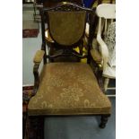 CARVED BACK EDWARDIAN ARM CHAIR AF