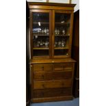 OAK 2 DOOR BOOKCASES WITH CHEST BOTTOM