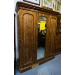 VICTORIAN SATINWOOD FITTED 3 DOOR WARDROBE AF