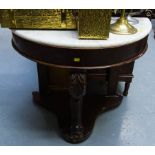 VICTORIAN MAHOGANY HALF MOON WASHSTAND + MARBLE TOP