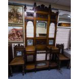 ANTIQUE HALL STAND + 2 HALL CHAIRS