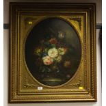 OIL ON CANVAS STILL LIFE IN GILT FRAME - F.