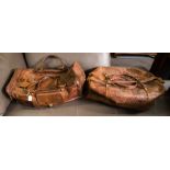 TWO MOROCCAN TOOLED LEATHER VALISE CASES - 1964