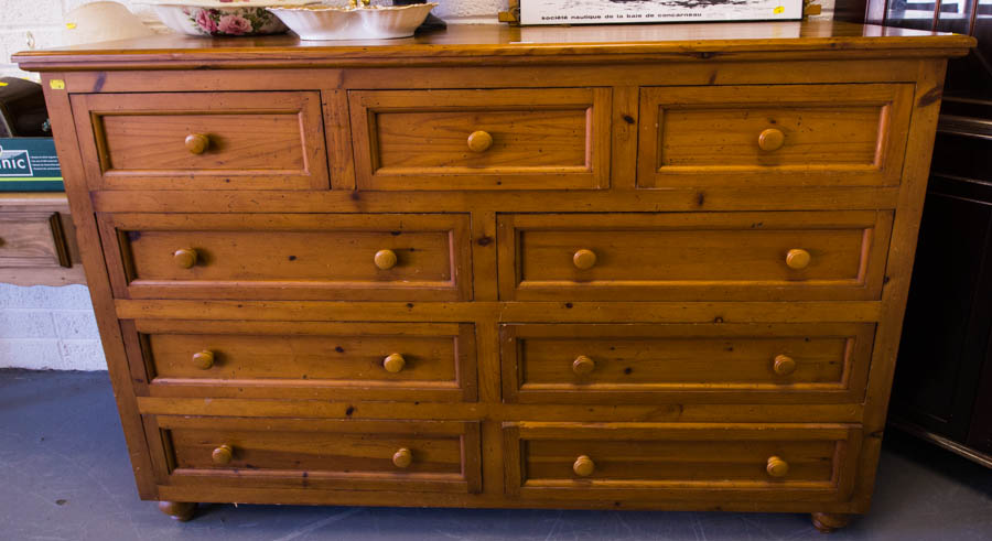 LARGE 3 OVER 6 DRAWER PINE CHEST