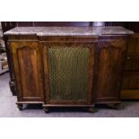 BREAKFRONT MARBLE TOP CABINET