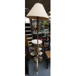 PAINTED REVOLVING BOOKSTAND + PAINTED METAL STANDARD LAMP + SHADE