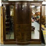 INLAID BOW FRONT DOUBLE WARDROBE BY WARING & GILLOW