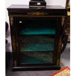 INLAID EBONISED PIER CABINET WITH BRASS MOUNTS