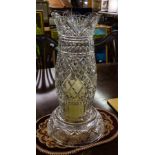 WATERFORD CRYSTAL TALL CUT GLASS STORM LAMP - 40CM HIGH