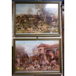 PAIR OF HUNTING SCENES IN GILT FRAMES