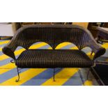 METAL FRAME WICKER SETTEE