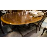 QUALITY DOUBLE TRIPOD OVAL MAHOGANY DINING TABLE