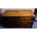 ANTIQUE METAL BOUND TRUNK