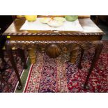 MAHOGANY CLAW LEG HALL TABLE WITH SHELL APRON