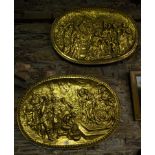 PAIR OF LARGE BRASS OVAL PLAQUES