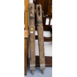 PAIR OF OAK "BUSSEY LONDON" TENNIS COURT POSTS