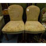 PAIR OF SHAPED BACK UPHOLSTERED OCCASIONAL CHAIRS