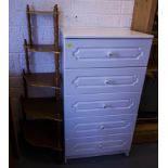 5 DRAWER WHITE CHEST + CORNER WHATNOT