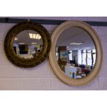 ORNATE ROUND GILT MIRROR + OVAL CREAM MIRROR