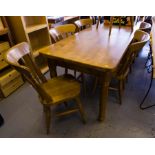 PINE KITCHEN TABLE + 6 CHAIRS