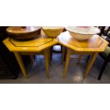 PAIR OF OCTAGONAL TABLES + 2 FOLDING CHAIRS