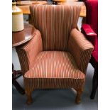 PAIR OF STRIPED ARM CHAIRS