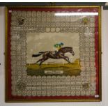 EPSOM DERBY PRINTED SILK HEAD SQUARE.